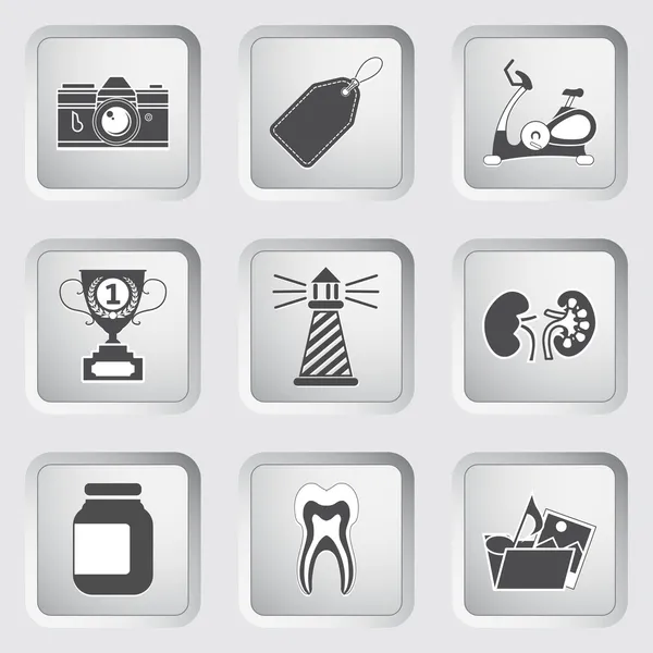Icons on the buttons for Web Design. Set 9 — Stock Vector