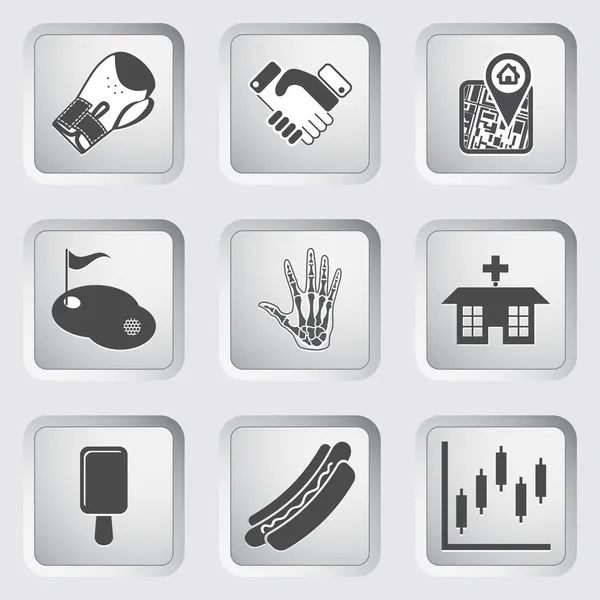 Icônes sur les boutons pour Web Design. Set 8 Illustrations De Stock Libres De Droits