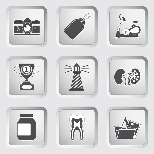 Icônes sur les boutons pour Web Design. Set 9 Illustrations De Stock Libres De Droits
