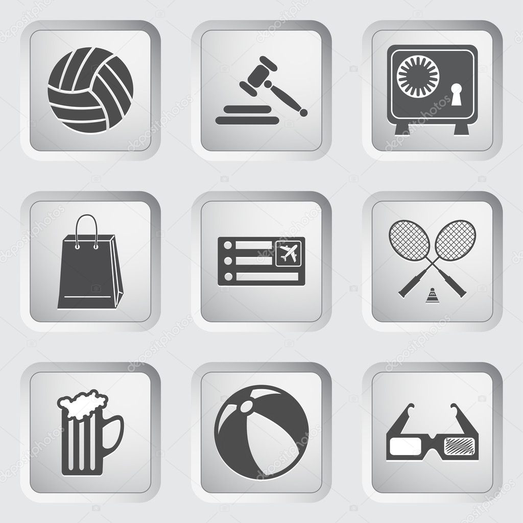 Icons on the buttons for Web Design. Set 1
