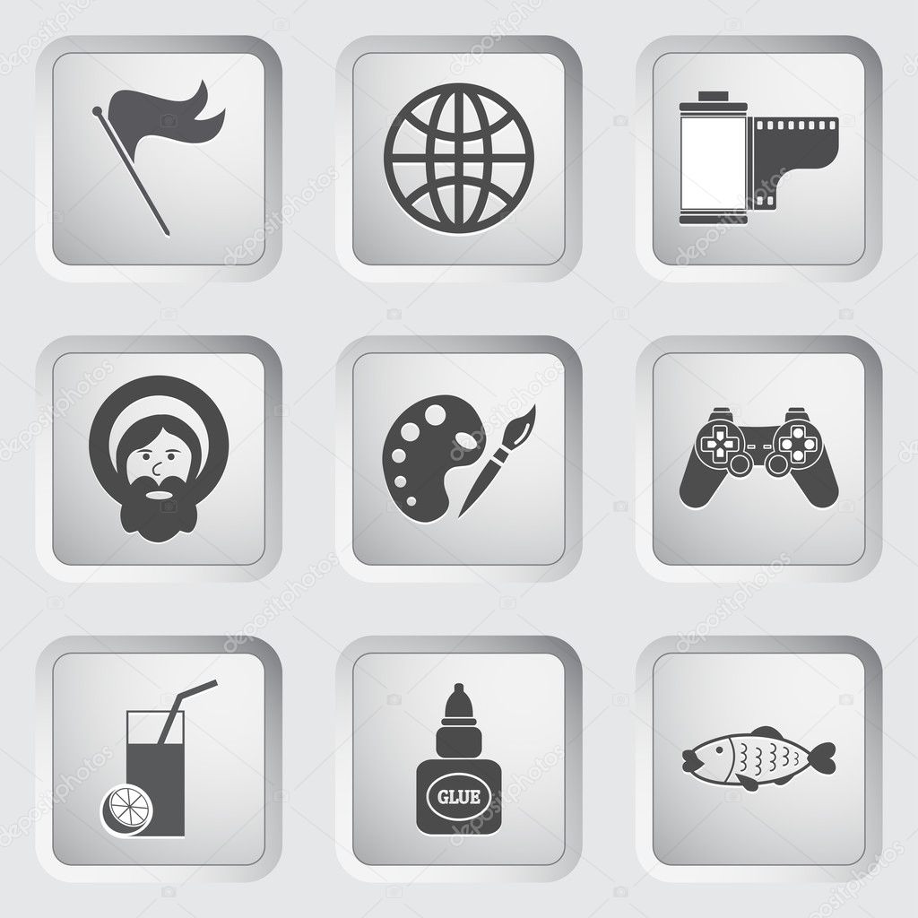 Icons on the buttons for Web Design. Set 7