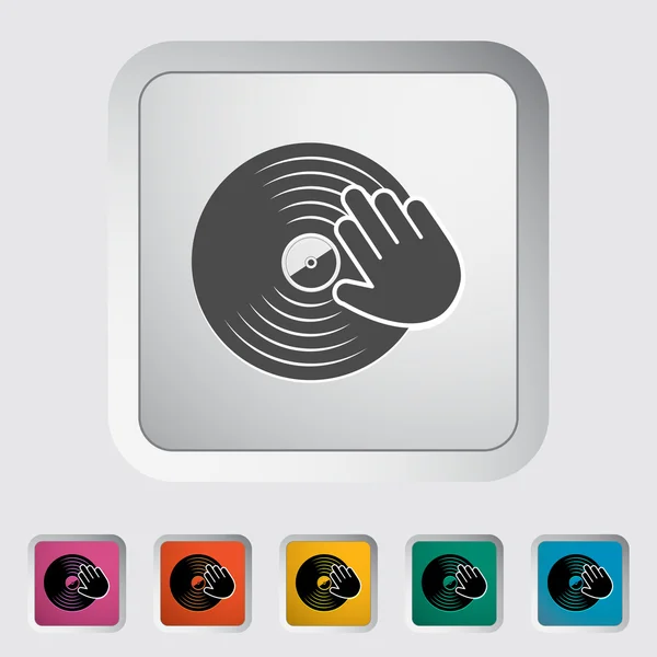 Disque vinyle main blanche . — Image vectorielle