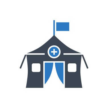Tıbbi çadır bağlantılı vektör simgesi.