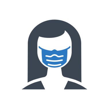 Kadın zekası tıbbi maske bağlantılı vektör simgesi