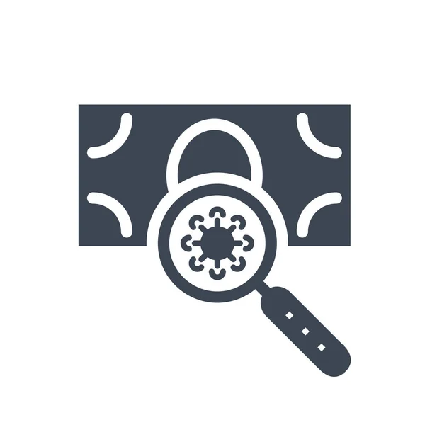 Virus à la surface de l'icône du glyphe vecteur des billets — Image vectorielle