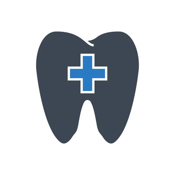 Zub s křížovou glyfskou ikonou — Stockový vektor