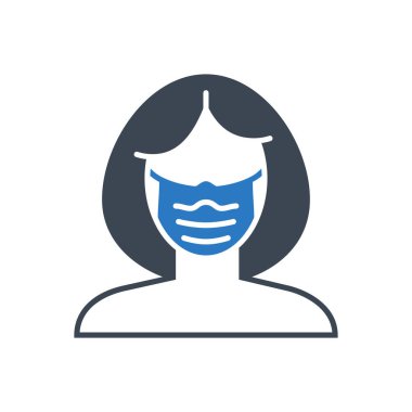 Kadın zekası tıbbi maske bağlantılı vektör simgesi