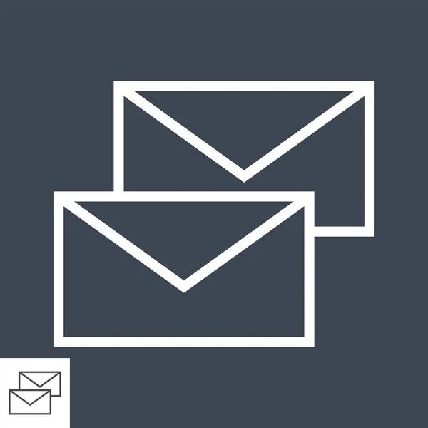 Mail Thin Line Vector Icono Aislado Fondo Negro — Vector de stock