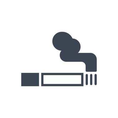 Sigara ile ilgili vektör sembolü. Sigara tabelası. Beyaz arka planda izole edilmiş. Vektör illüstrasyonu