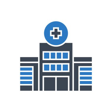 Hastane Binası ilgili vektör sembolü. Hastane işareti. Beyaz arka planda izole edilmiş. Düzenlenebilir vektör illüstrasyonu