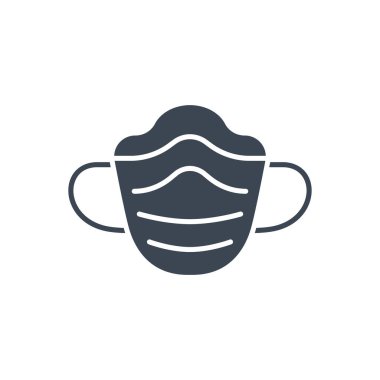 Tıbbi maskeyle ilgili vektör sembolü. Tıbbi maske işareti. Beyaz arka planda izole edilmiş. Düzenlenebilir vektör illüstrasyonu
