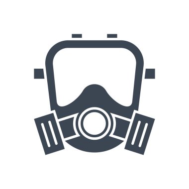 Gaz maskesi ile ilgili vektör simgesi. Gaz maskesi işareti. Beyaz arka planda izole edilmiş. Düzenlenebilir vektör illüstrasyonu