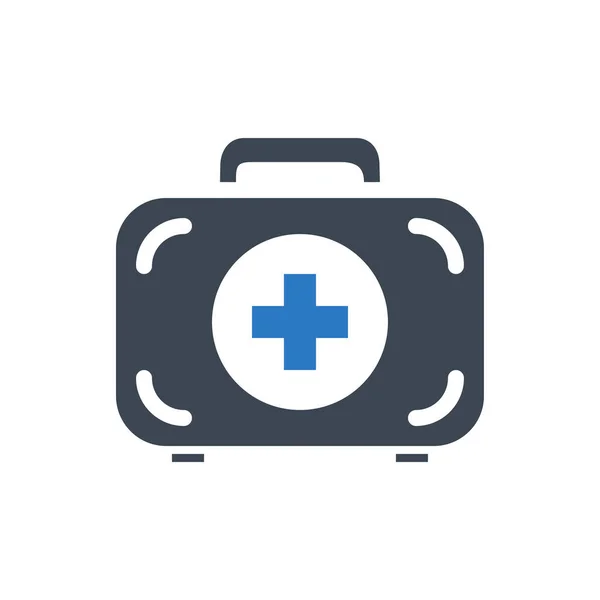 Verbandskasten Bezogene Vektor Glyphen Symbol Medizinischer Koffer Mit Medizinischem Kreuz — Stockvektor