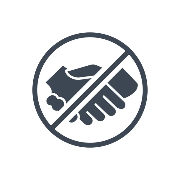 Vermeiden Sie Kontaktbezogene Vektor Glyphen Symbole Verbotsschild Beim Händeschütteln Vereinzelt — Stockvektor