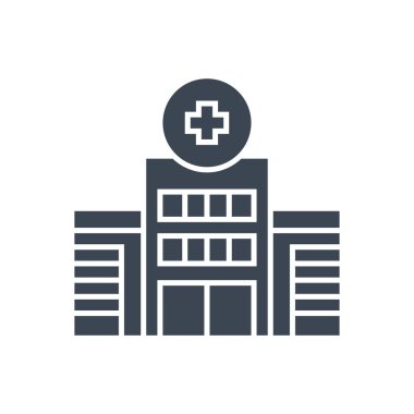 Hastane Binası ilgili vektör sembolü. Hastane işareti. Beyaz arka planda izole edilmiş. Düzenlenebilir vektör illüstrasyonu