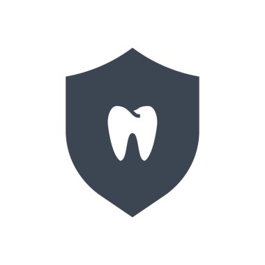 Diş Koruma Vektörü Glyph Simgesi. Diş koruma işareti. Beyaz Arkaplanda İzole Edilmiş