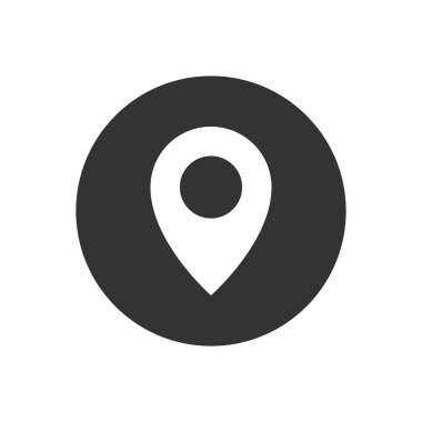 Haritayla ilgili kabartma vektör simgeleri. Modern harita işaretleyicileri. Konum kodu. Harita yeri işaretleyicisi. GPS konum sembolü. Beyaz arkaplanda vektör illüstrasyonu.