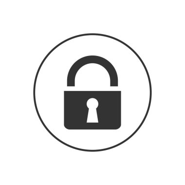 Asma kilit bağlantılı glyph vektör simgesi. Güvenlik kilidi işareti. Güvenli koruma sembolü. Vektör illüstrasyonu.