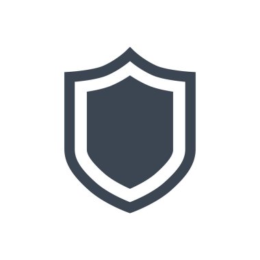 Kalkanla ilgili vektör simgesi. Kalkan işareti. Beyaz arka planda izole edilmiş. Düzenlenebilir vektör illüstrasyonu