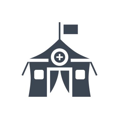 Tıbbi çadır bağlantılı vektör sembolü. Tıbbi çadır işareti. Beyaz arka planda izole edilmiş. Düzenlenebilir vektör illüstrasyonu