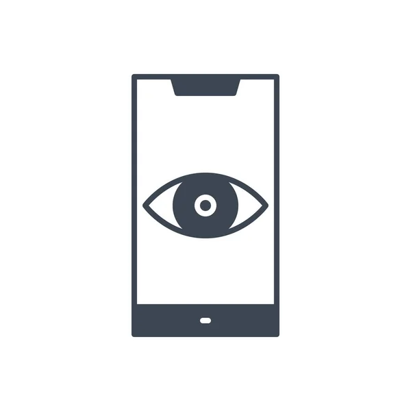 Surveillance Smartphone Related Vector Glyph Icon Eye Smartphone Screen Symbolizing — Vettoriale Stock