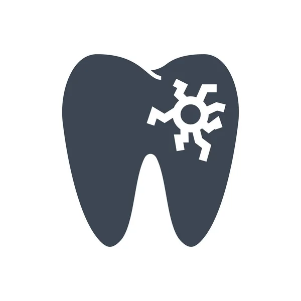 Caries Lgili Vektör Glyph Simgesi Taşıyıcı Imzası Lezyonlu Diş Simgesi — Stok Vektör