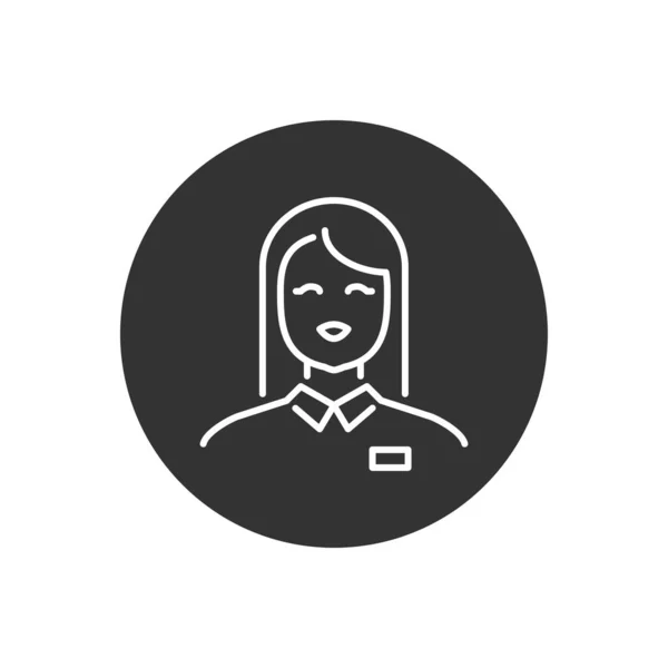 Webおよびモバイルアプリ用の女性ユーザーアバター関連のラインベクトルアイコン 女性従業員サイン — ストックベクタ