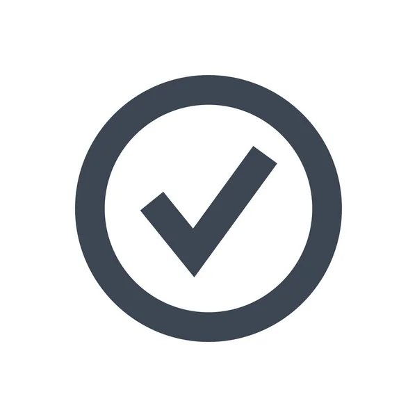 Check Mark Glyph Vector Icon Check Mark Sign Isolated White — Stock Vector