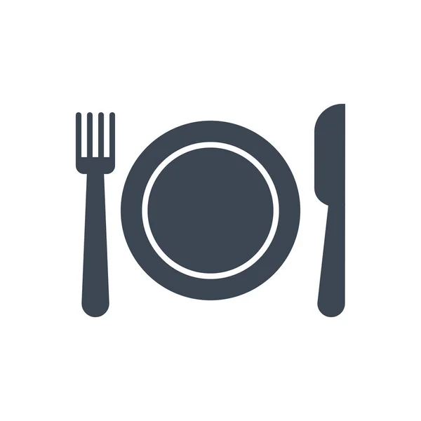 Plate Fork Knife Related Vector Glyph Icon Menu Sign Isolated — Vetor de Stock