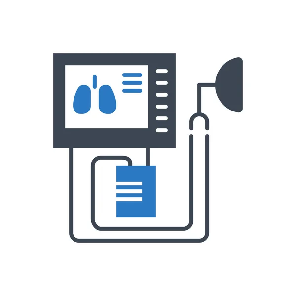 Medical Ventilator Related Vector Glyph Icon Ventilator Image Lungs Screen — Stockový vektor