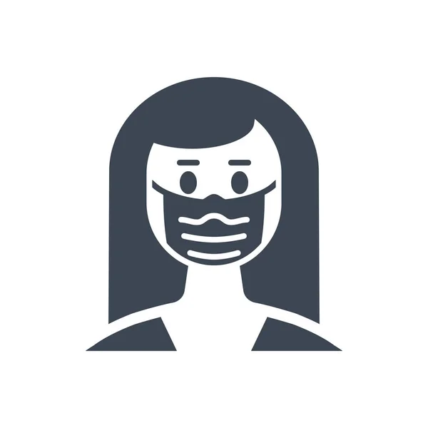 Femme Avec Masque Médical Lié Icône Glyphe Vectoriel Femme Avec — Image vectorielle