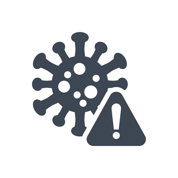 Corona Virus Gevaar Gerelateerde Vector Glyph Icoon Coronavirus Met Waarschuwingsdriehoek — Stockvector