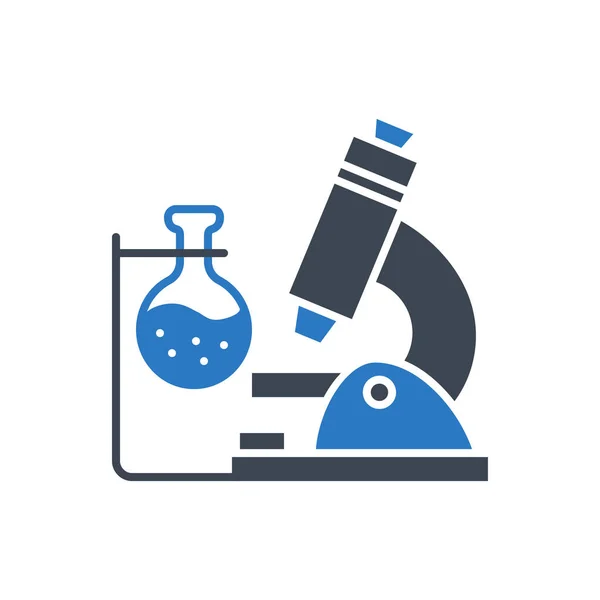 Icono Glifo Vectorial Relacionado Con Investigación Médica Signo Microscopio Matraz — Vector de stock