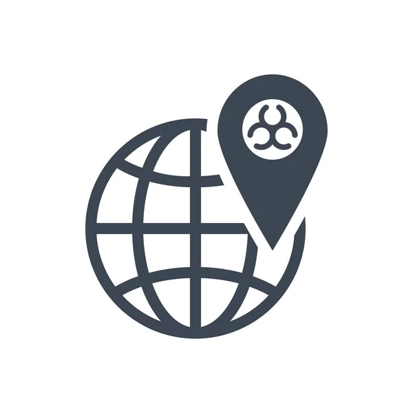 Outbreak Virus World Related Vector Glyph Icon 지구의 바이러스 배경에 — 스톡 벡터