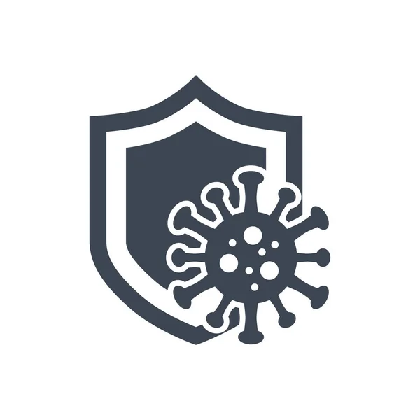 Icono Glifo Vectorial Relacionado Con Coronavirus Protection Escudo Protege Contra — Archivo Imágenes Vectoriales
