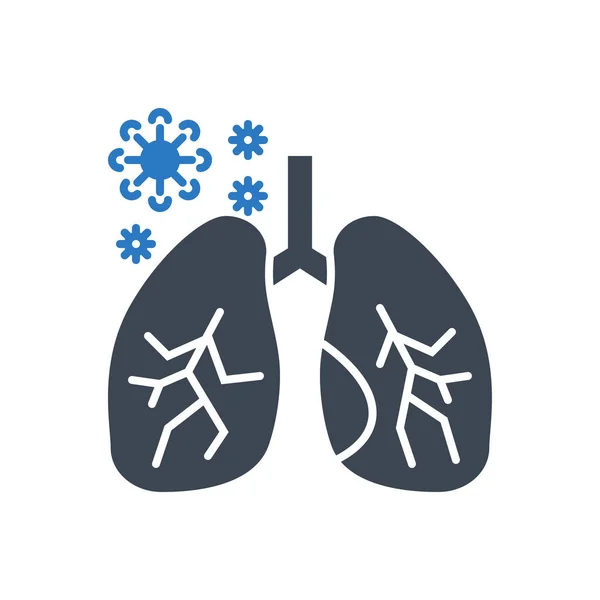 Poumons Icône Glyphe Vectoriel Liée Infection Poumons Infectés Intérieur Signe — Image vectorielle