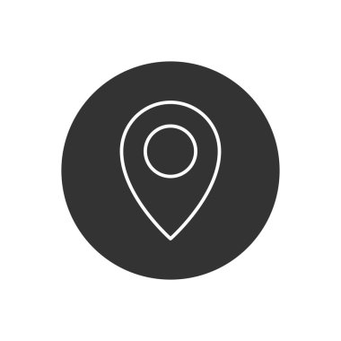 Haritayla ilgili çizgi vektör simgeleri. Modern harita işaretleyicileri. Konum kodu. Harita yeri işaretleyicisi. GPS konum sembolü. Beyaz arkaplanda vektör illüstrasyonu.