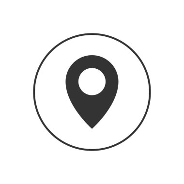 Haritayla ilgili kabartma vektör simgeleri. Modern harita işaretleyicileri. Konum kodu. Harita yeri işaretleyicisi. GPS konum sembolü. Beyaz arkaplanda vektör illüstrasyonu.