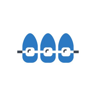 Diş telleri Glyph İlgili Vektör Simgesi. Diş teli işareti. Beyaz Arkaplanda İzole Edilmiş