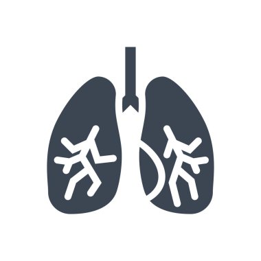 Ciğerlerle ilgili vektör simgesi. Akciğer işareti. Beyaz arka planda izole edilmiş. Düzenlenebilir vektör illüstrasyonu