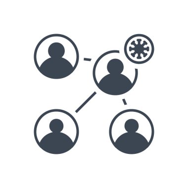 Virüs iletimi bağlantılı vektör simgesi. Virüs iletim işareti. Beyaz arka planda izole edilmiş. Düzenlenebilir vektör illüstrasyonu