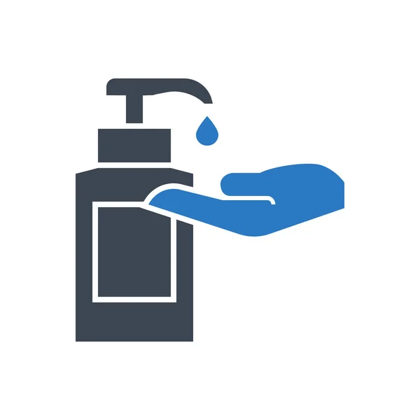 Hand Sanitizer Related Vector Glyph Icon Sanitizer Dripping Bottle Palm — Stock Vector