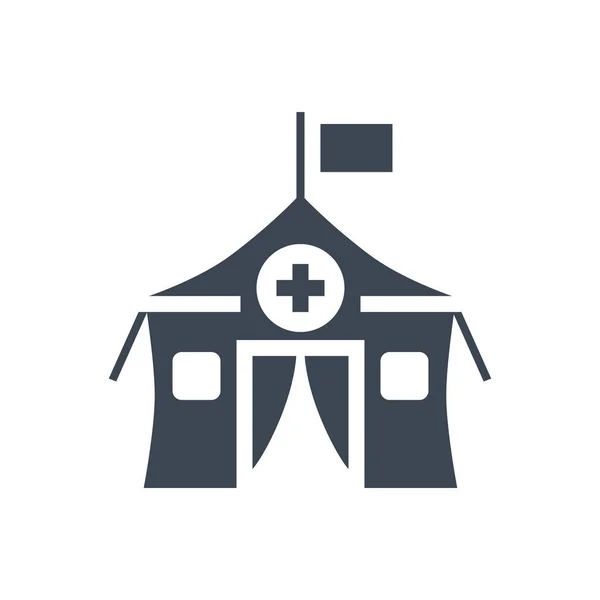 医用テント関連のベクトルグリフアイコン 医療テントの看板 白い背景に隔離されている 編集可能なベクトル図 — ストックベクタ