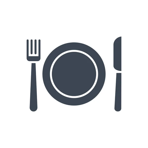 Plate Fork Knife Related Vector Glyph Icon Menu Sign Isolated — Stockový vektor