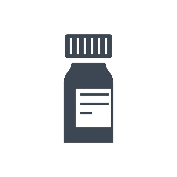 Pills Bottle Related Vector Glyph Icon Drugs Pills Bottle Sign — Stock Vector