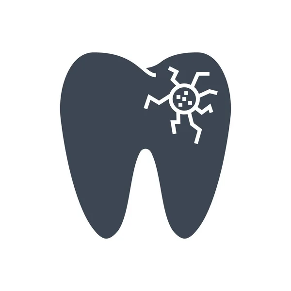 Caries Související Vektor Glyph Ikona Znamení Caries Ikona Zubu Lézí — Stockový vektor