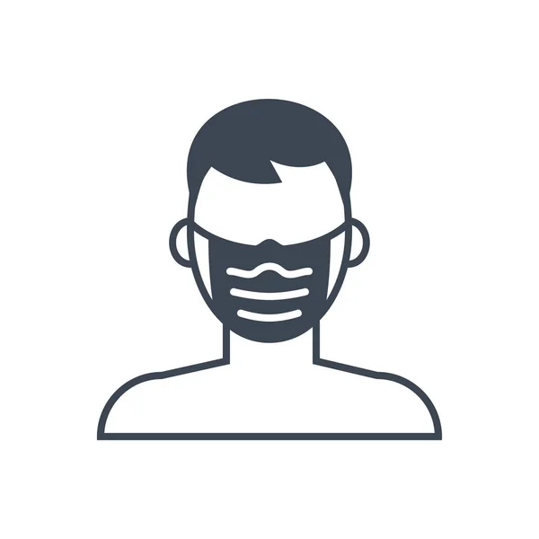 Mann Mit Medizinischer Maske Zusammenhang Mit Vektor Glyphen Symbol Mann — Stockvektor