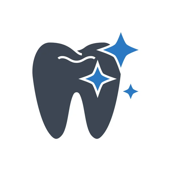 Tooth Clean Related Vector Glyph Icon Sinal Limpo Dente Isolado — Vetor de Stock