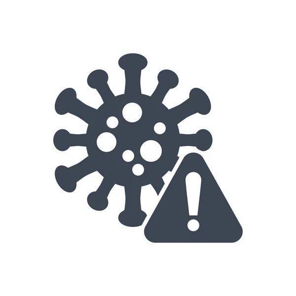 Corona Virus Gevaar Gerelateerde Vector Glyph Icoon Coronavirus Met Waarschuwingsdriehoek — Stockvector