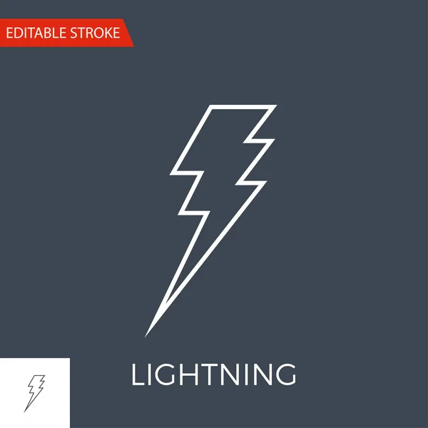 Lightning Vector Icon Thin Line Vector Illustration Adjust Stroke Weight — Stock Vector